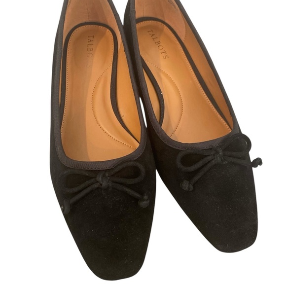 Talbots Womens Sueded Leather Block Heel Black Pumps - Picture 6 of 8